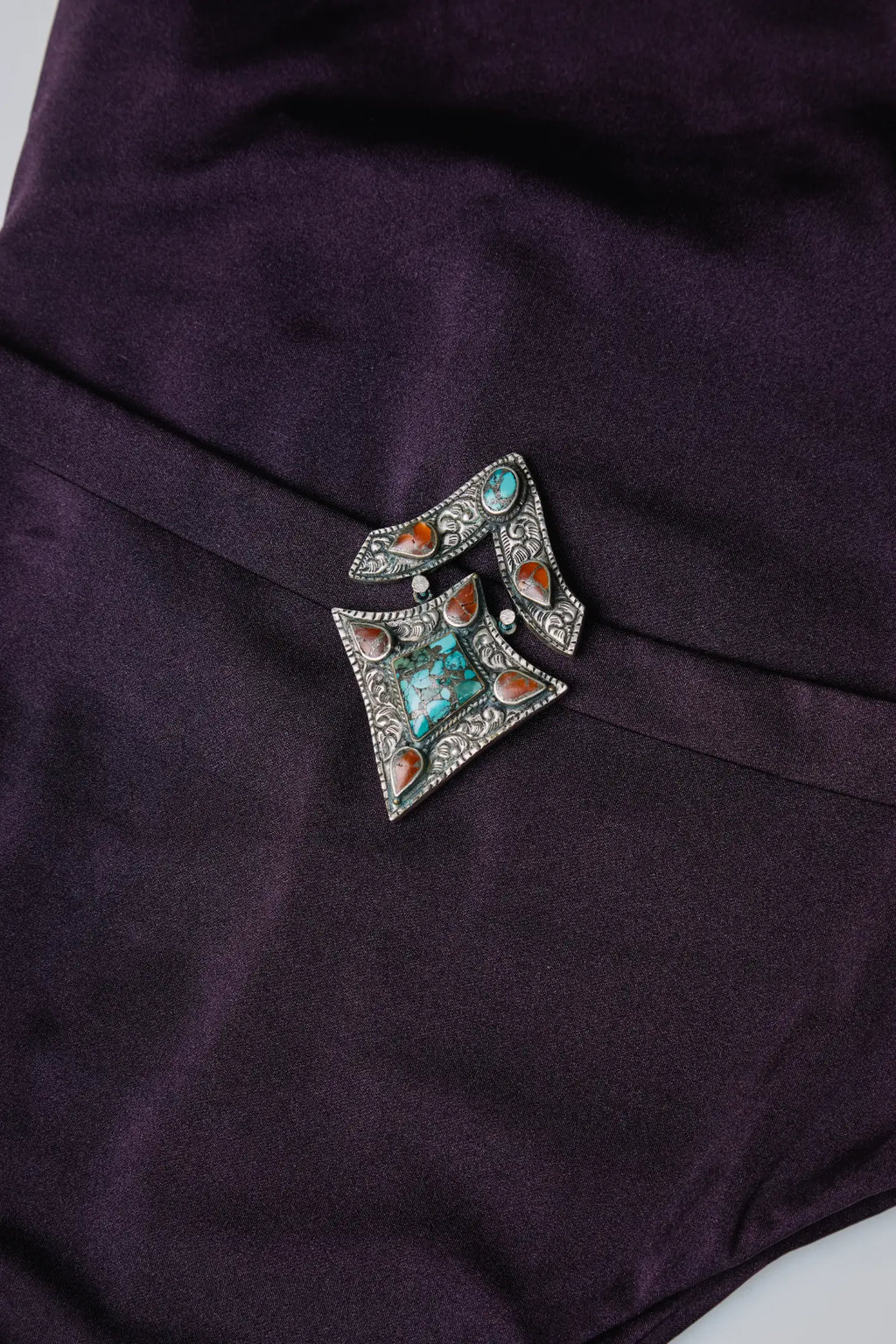 SOLKAI Hecate | bordeaux swimsuit cropped detail view, Italian luxury swimwear