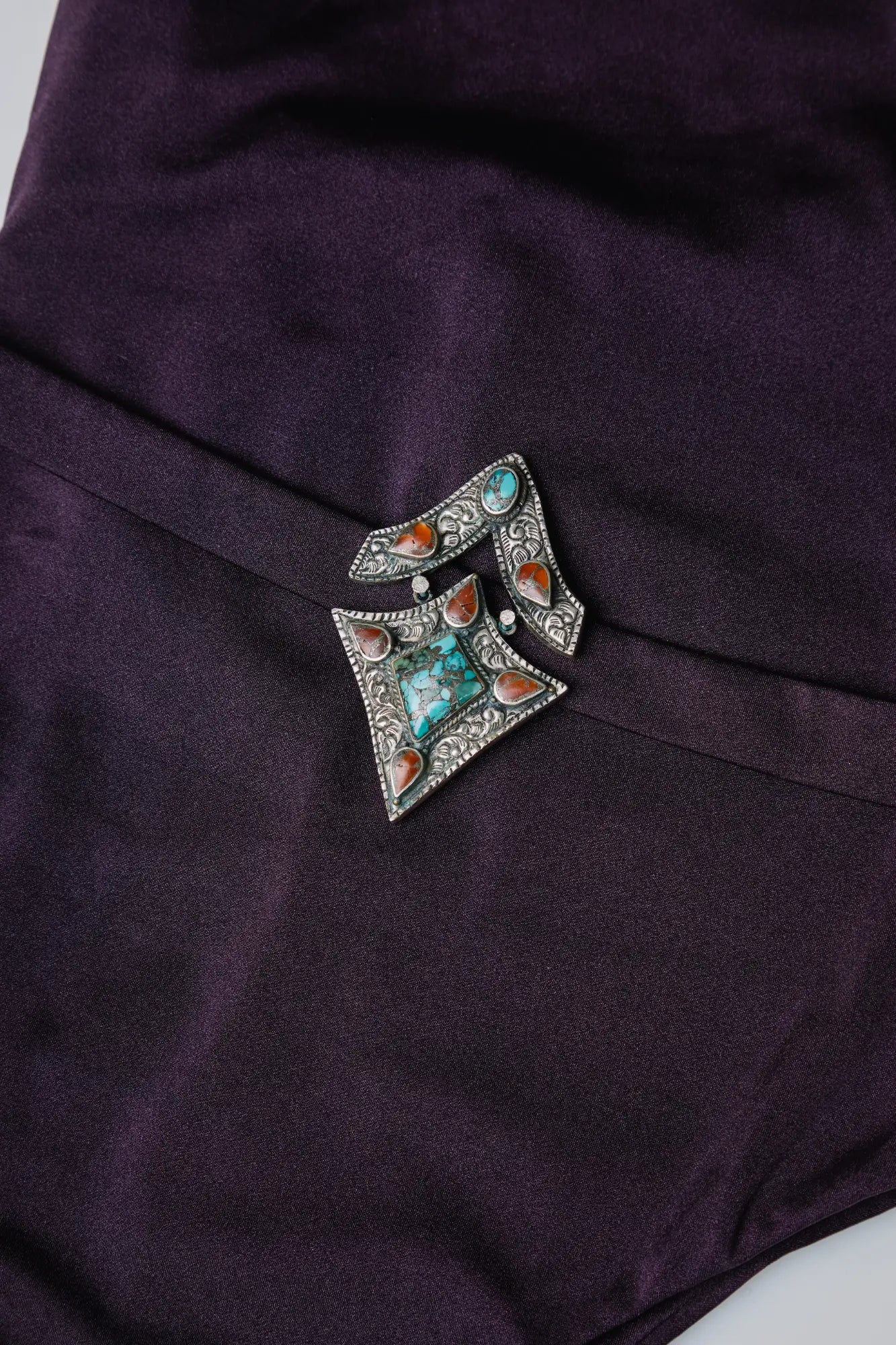 SOLKAI Hecate | bordeaux swimsuit cropped detail view, Italian luxury swimwear